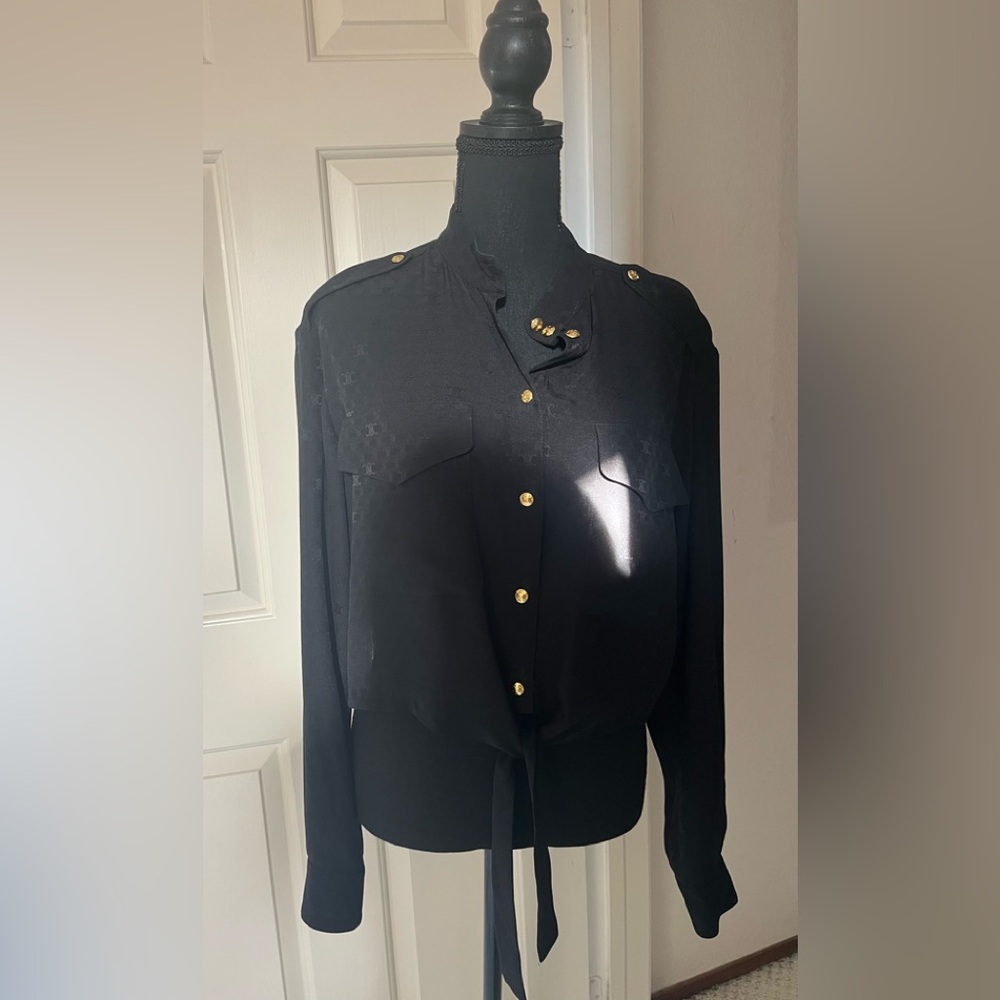 Celine Black Blouse with Gold Buttons NWT